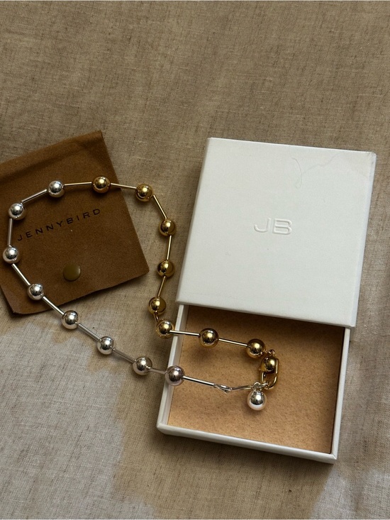 Jenny Bird Jewelry - Jenny Bird Two-Tone Bead Link Necklace in Silver & Gold Tones